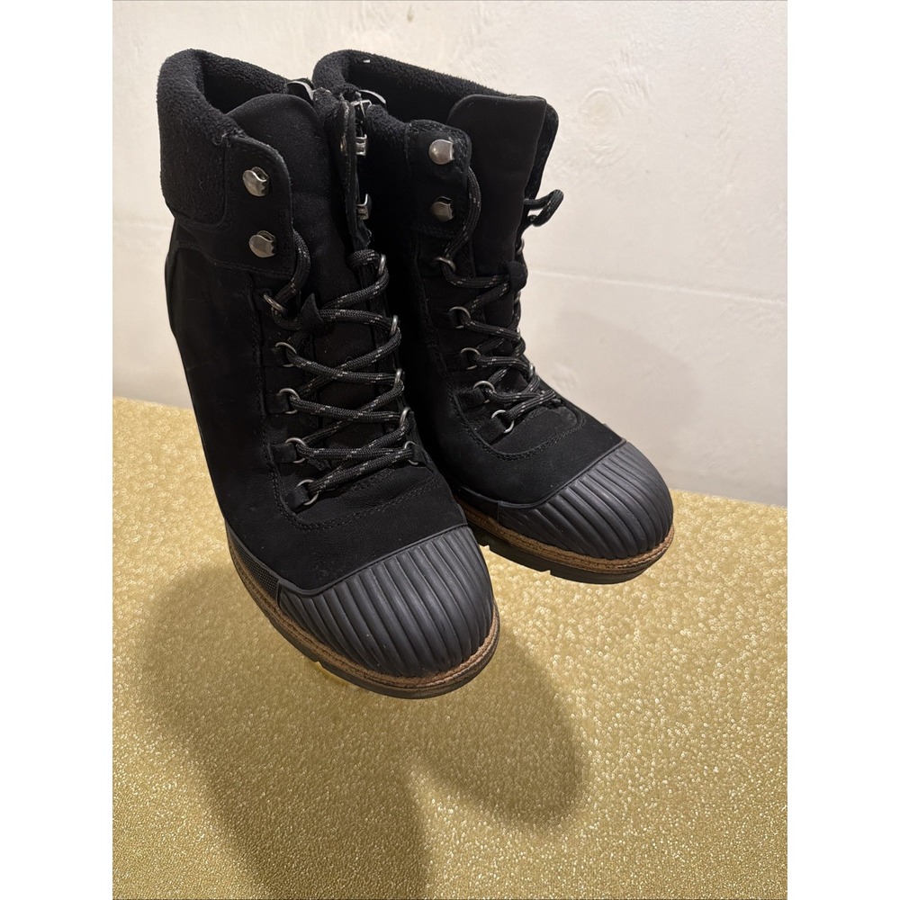Waterproof Dr Scholl's Black Leather/Fabric Sz 8M Rubber Sole Original Collectio